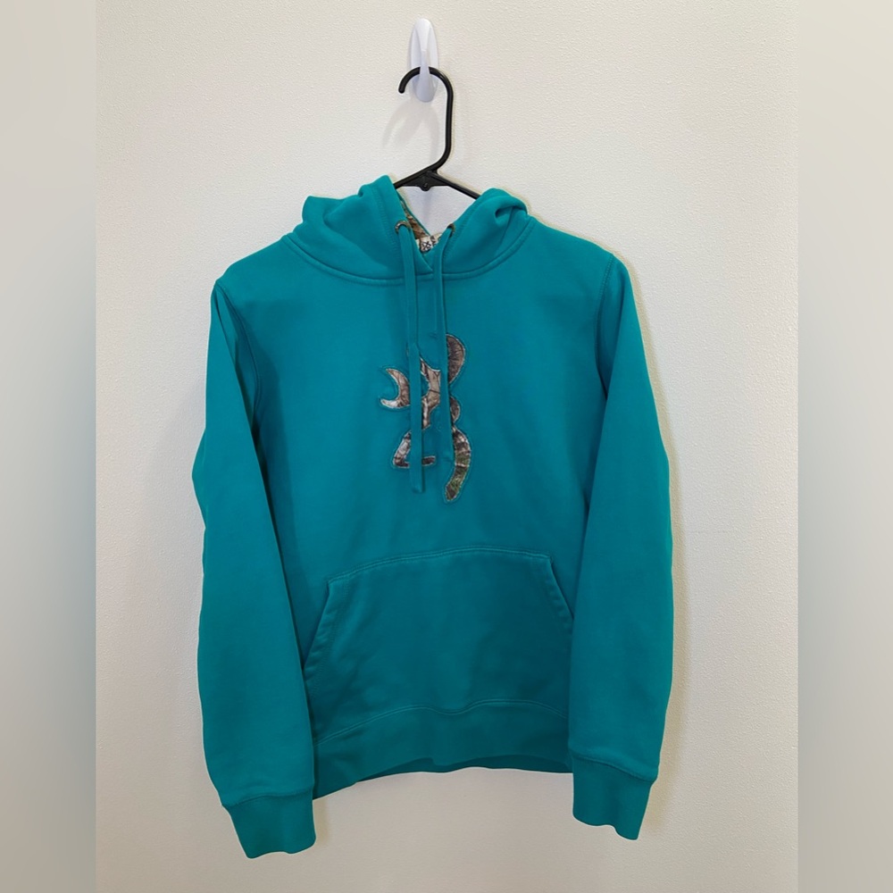 Browning Teal & Camo Hoodie. Size Small.